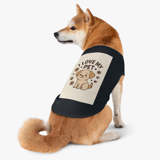 Customizable Cute Pet Tank Top - I Love My Pet, Dog Apparel, Pet Lover Gifts, Summer Dog Fashion, Comfortable Dog Clothing